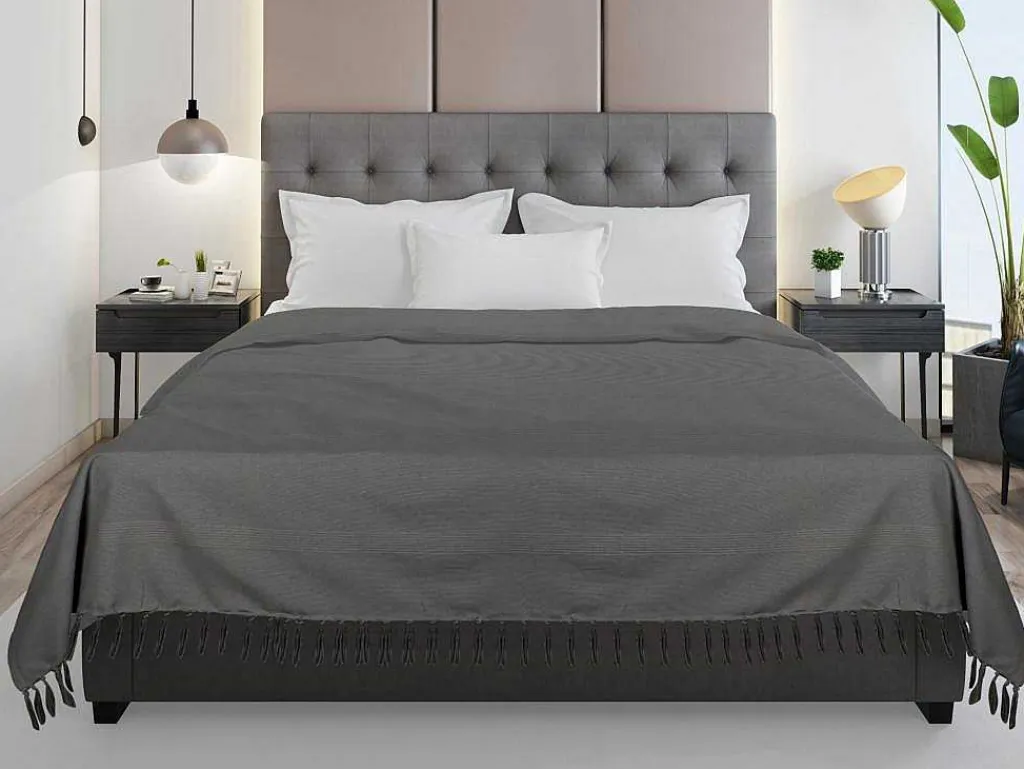 Katoenen Sprei Met Franjes - 230 X 250 Cm - Grijs - Segna-OZAIA Best