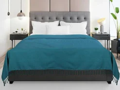 Katoenen Sprei Met Franjes - 230 X 250 Cm - Blauw - Segna-OZAIA Outlet