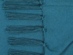 Katoenen Sprei Met Franjes - 230 X 250 Cm - Blauw - Segna-OZAIA Outlet
