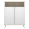 Keukenbuffet Wajdi - 2 Deuren En 1 Nis - Wit En Eiken-Vente-unique