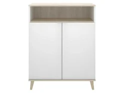 Keukenbuffet Wajdi - 2 Deuren En 1 Nis - Wit En Eiken-Vente-unique
