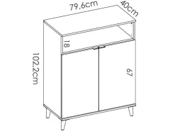 Keukenbuffet Wajdi - 2 Deuren En 1 Nis - Wit En Eiken-Vente-unique