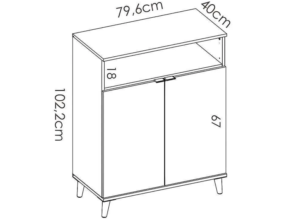 Keukenbuffet Wajdi - 2 Deuren En 1 Nis - Wit En Eiken-Vente-unique