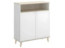 Keukenbuffet Wajdi - 2 Deuren En 1 Nis - Wit En Eiken-Vente-unique