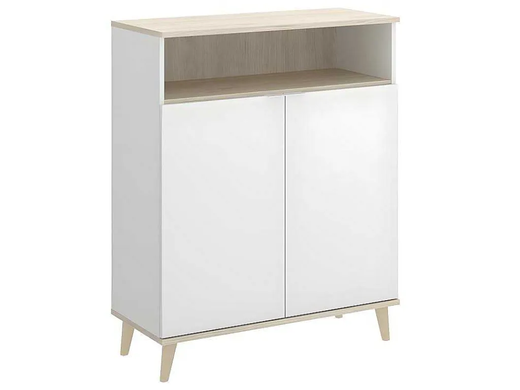 Keukenbuffet Wajdi - 2 Deuren En 1 Nis - Wit En Eiken-Vente-unique