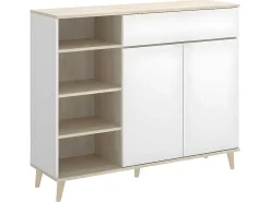 Keukenbuffet Wajdi - 2 Deuren, 1 Lade En 4 Nissen - Wit En Eiken-Vente-unique Outlet