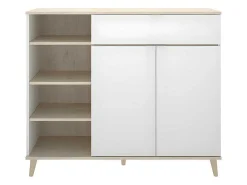 Keukenbuffet Wajdi - 2 Deuren, 1 Lade En 4 Nissen - Wit En Eiken-Vente-unique Outlet