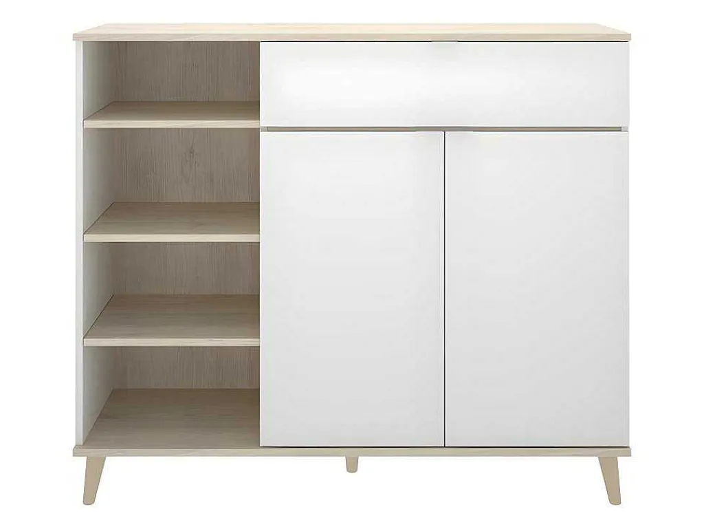 Keukenbuffet Wajdi - 2 Deuren, 1 Lade En 4 Nissen - Wit En Eiken-Vente-unique Outlet