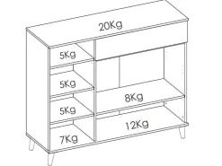 Keukenbuffet Wajdi - 2 Deuren, 1 Lade En 4 Nissen - Wit En Eiken-Vente-unique Outlet