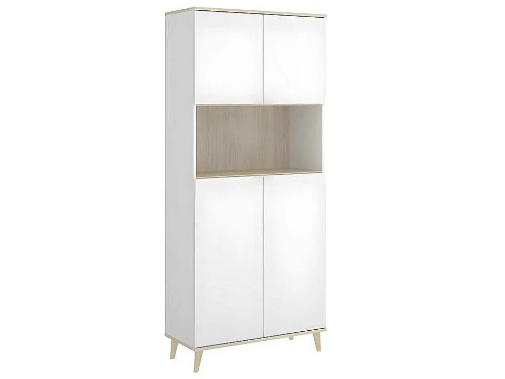 Keukenbuffet Wajdi - 4 Deuren En 1 Nis - Wit En Eiken-Vente-unique Outlet