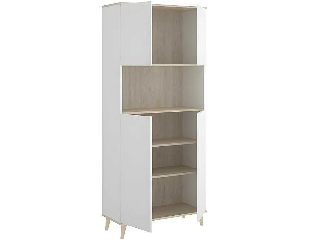 Keukenbuffet Wajdi - 4 Deuren En 1 Nis - Wit En Eiken-Vente-unique Outlet