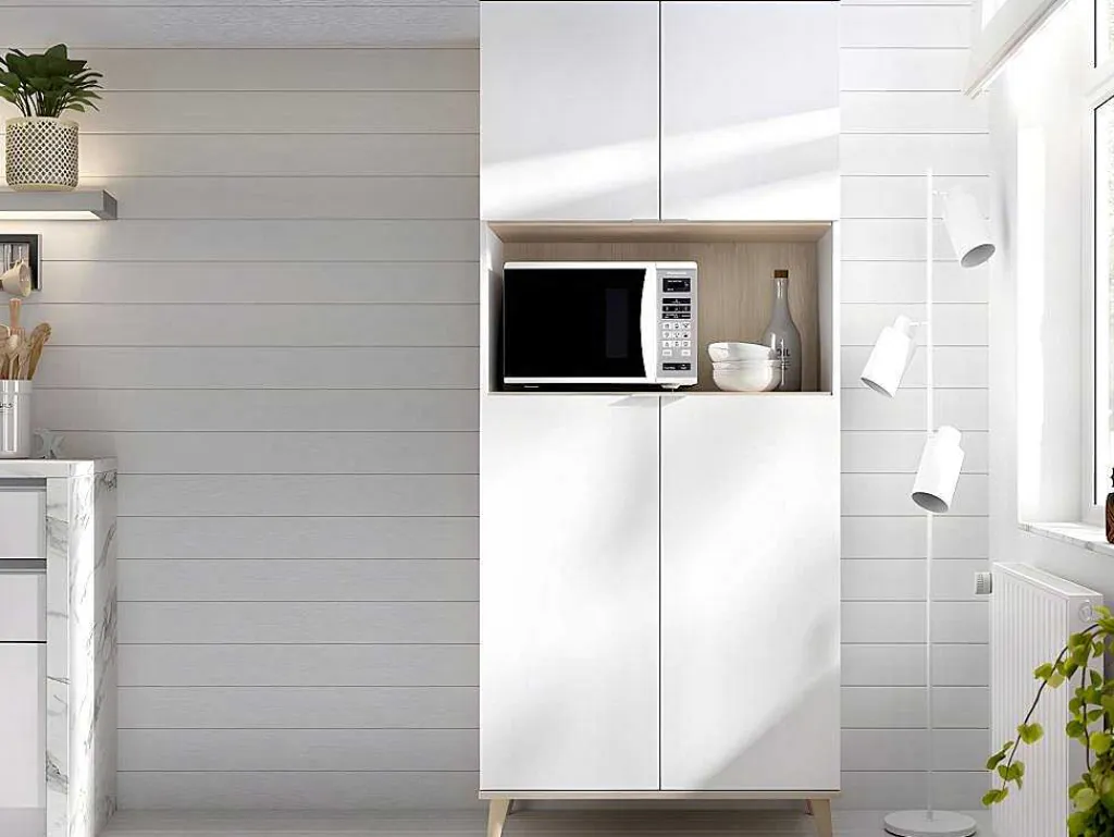 Keukenbuffet Wajdi - 4 Deuren En 1 Nis - Wit En Eiken-Vente-unique Outlet