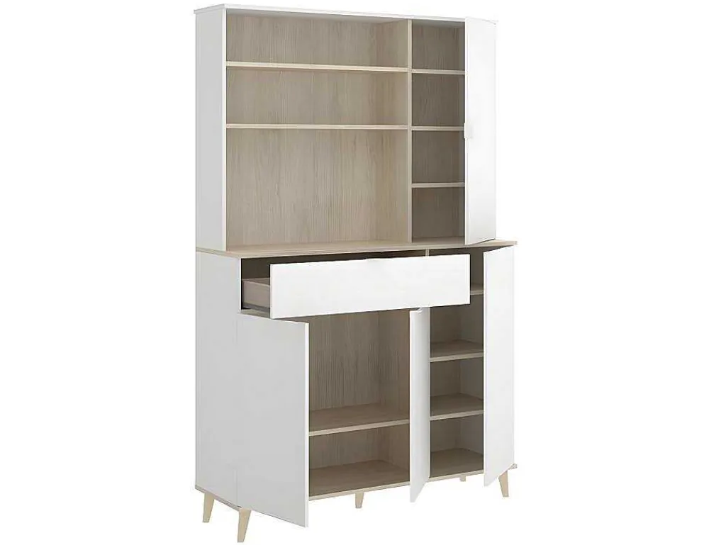 Keukenbuffet Wajdi - 4 Deuren, 1 Lade En 3 Nissen - Wit En Eiken-Vente-unique Hot