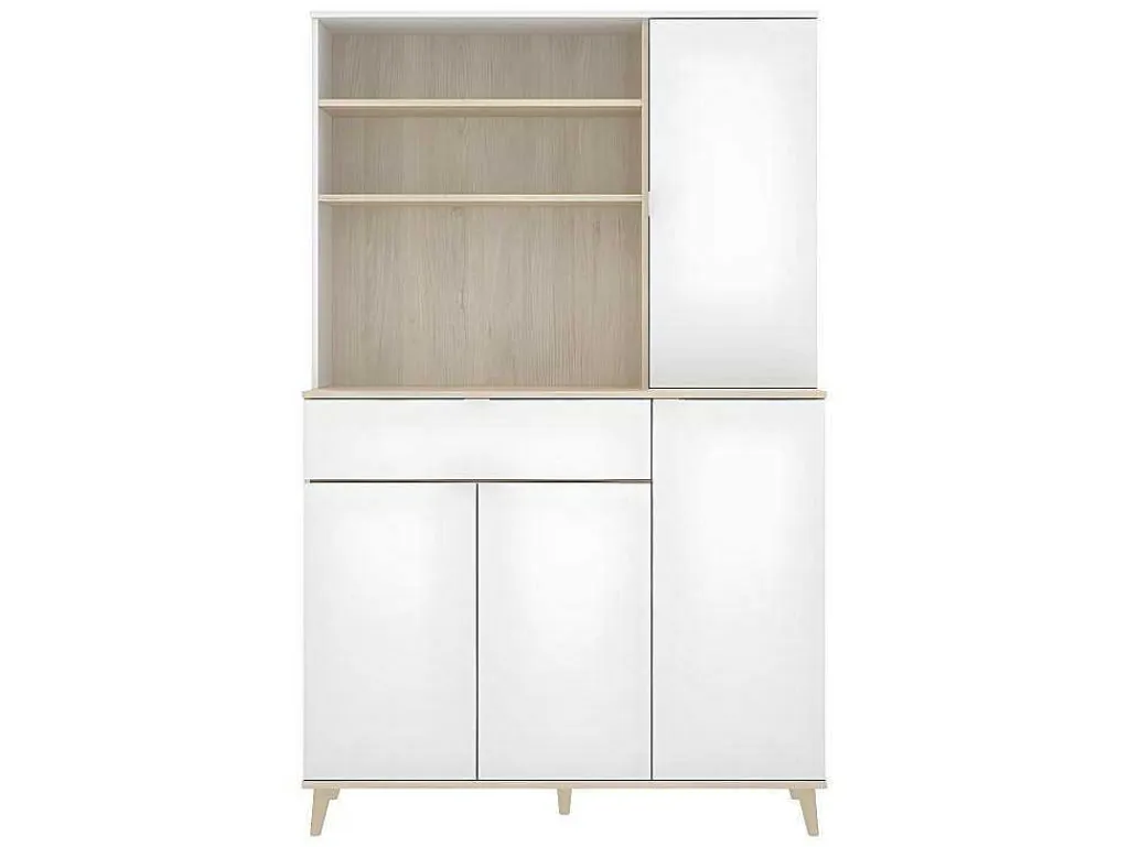 Keukenbuffet Wajdi - 4 Deuren, 1 Lade En 3 Nissen - Wit En Eiken-Vente-unique Hot