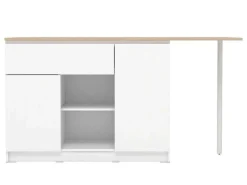 Keukeneiland Met 2 Deuren, 1 Lade En 2 Nissen - Wit En Licht Naturel - Tunori-Vente-unique Online