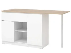 Keukeneiland Met 2 Deuren, 1 Lade En 2 Nissen - Wit En Licht Naturel - Tunori-Vente-unique Online