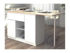 Keukeneiland Met 2 Deuren, 1 Lade En 2 Nissen - Wit - Tunori-Vente-unique Clearance