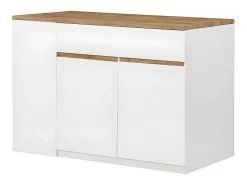 Keukeneiland Met Opbergruimte Meili - Wit En Eiken-Vente-unique Discount