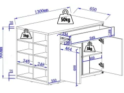 Keukeneiland Met Opbergruimte Meili - Wit En Eiken-Vente-unique Discount