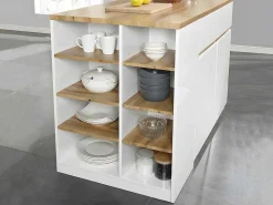 Keukeneiland Met Opbergruimte Meili - Wit En Eiken-Vente-unique Discount