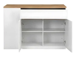 Keukeneiland Met Opbergruimte Meili - Wit En Eiken-Vente-unique Discount