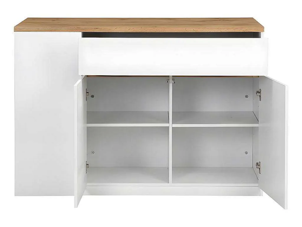 Keukeneiland Met Opbergruimte Meili - Wit En Eiken-Vente-unique Discount