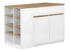 Keukeneiland Met Opbergruimte Meili - Wit En Eiken-Vente-unique Discount