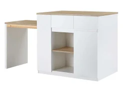 Keukeneiland Met Opbergruimte Van Mdf - Wit En Naturel - Belaza-Vente-unique Outlet