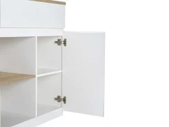 Keukeneiland Met Opbergruimte Van Mdf - Wit En Naturel - Belaza-Vente-unique Outlet
