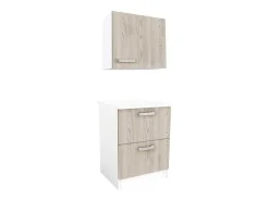 Keukenkast Trattoria - 1 Laag Meubel En 1 Hoog Meubel - Eiken En Wit-Vente-unique Outlet