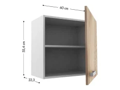 Keukenkast Trattoria - 1 Laag Meubel En 1 Hoog Meubel - Eiken En Wit-Vente-unique Outlet