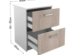 Keukenkast Trattoria - 1 Laag Meubel En 1 Hoog Meubel - Eiken En Wit-Vente-unique Outlet