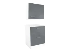 Keukenkast Trattoria - 1 Laag Meubel En 1 Hoog Meubel - Grijs En Wit-Vente-unique New