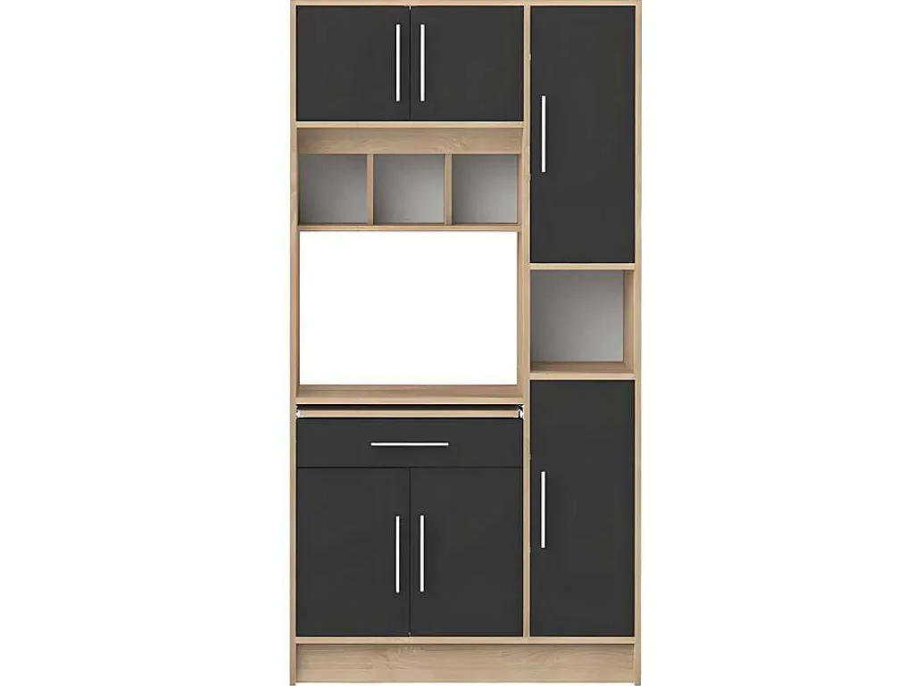 Keukenmeubel Mady - 5 Kasten En 1 Lade - Zwart & Eiken-Vente-unique Outlet