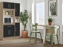 Keukenmeubel Mady - 5 Kasten En 1 Lade - Zwart & Eiken-Vente-unique Outlet