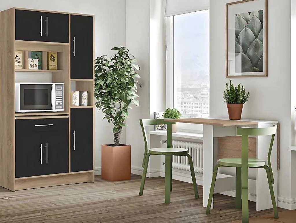 Keukenmeubel Mady - 5 Kasten En 1 Lade - Zwart & Eiken-Vente-unique Outlet