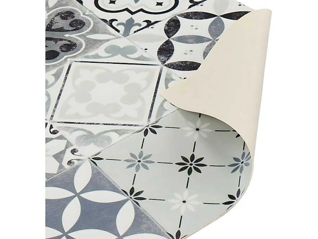 Keukentapijt Van Vinyl Met Vloertegelmotief Mosai - 49,5 X 83 Cm - Zwart En Wit-OZAIA New