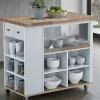 Keukentrolley Hannae - 2 Laden En 1 Plank - Hevea - Wit & Eiken-Vente-unique Discount