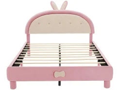 Kinderbed Bekleed Met Fluweel 140X200Cm - Met Lattenbodem - Roze-ModernLuxe Online