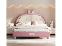 Kinderbed Bekleed Met Fluweel 140X200Cm - Met Lattenbodem - Roze-ModernLuxe Online