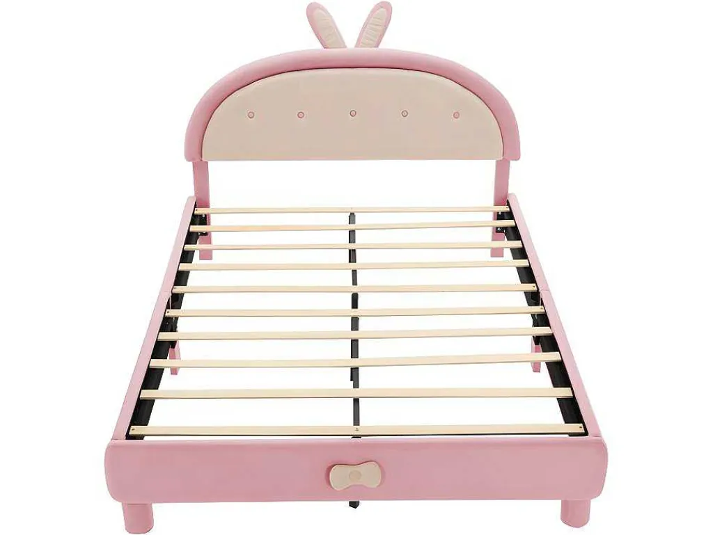 Kinderbed Bekleed Met Fluweel 140X200Cm - Met Lattenbodem - Roze-ModernLuxe Online