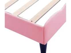 Kinderbed 140X200Cm Met Gewatteerde Rugleuning In Kunstleer - Lattenbodem - Roze-ModernLuxe Hot