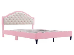 Kinderbed 140X200Cm Met Gewatteerde Rugleuning In Kunstleer - Lattenbodem - Roze-ModernLuxe Hot