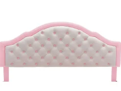 Kinderbed 140X200Cm Met Gewatteerde Rugleuning In Kunstleer - Lattenbodem - Roze-ModernLuxe Hot