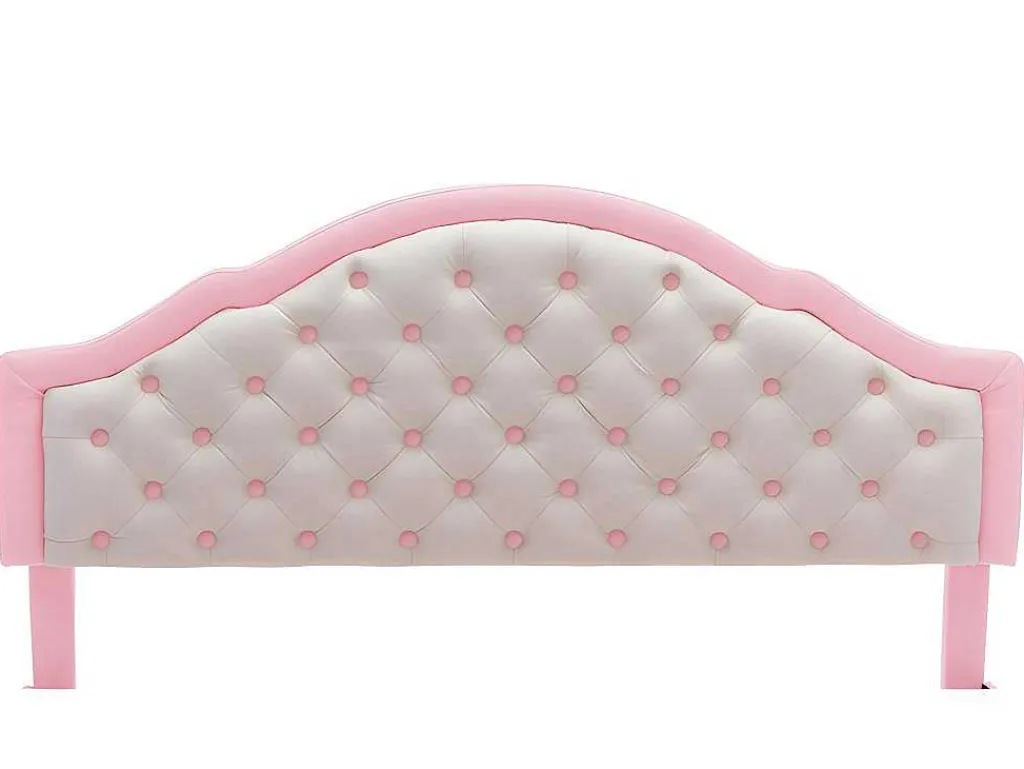 Kinderbed 140X200Cm Met Gewatteerde Rugleuning In Kunstleer - Lattenbodem - Roze-ModernLuxe Hot