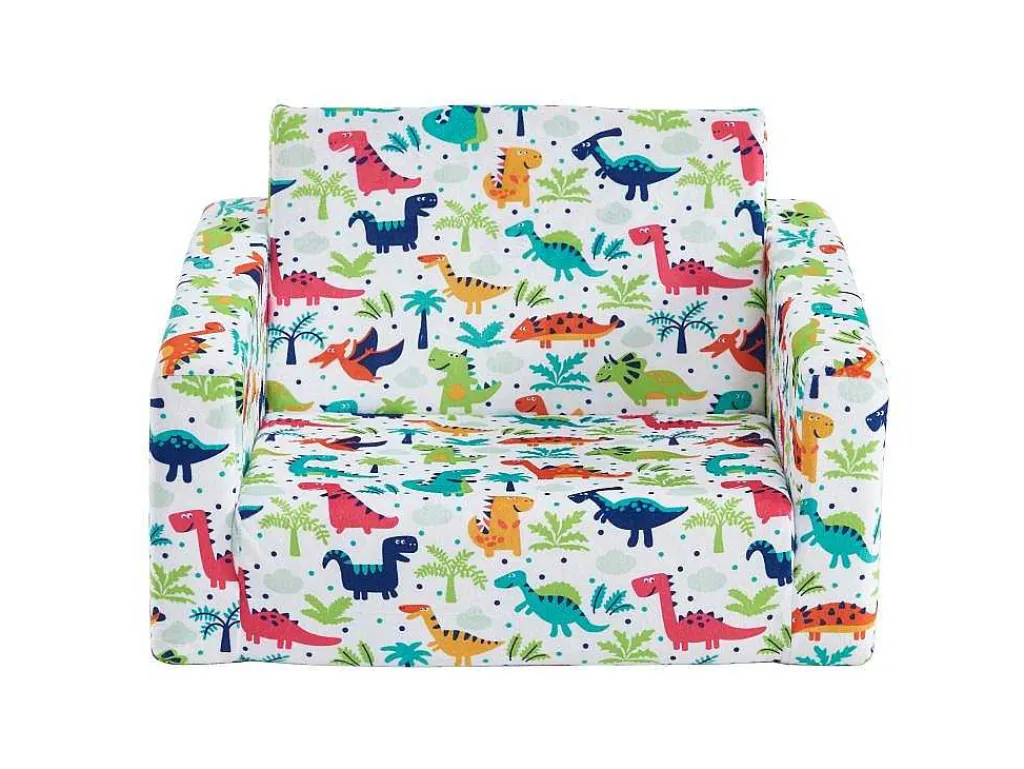 Kinderfauteuil Van Fluweel Met Dinosaurus Motieven - Wit - Almagro-Vente-unique Best