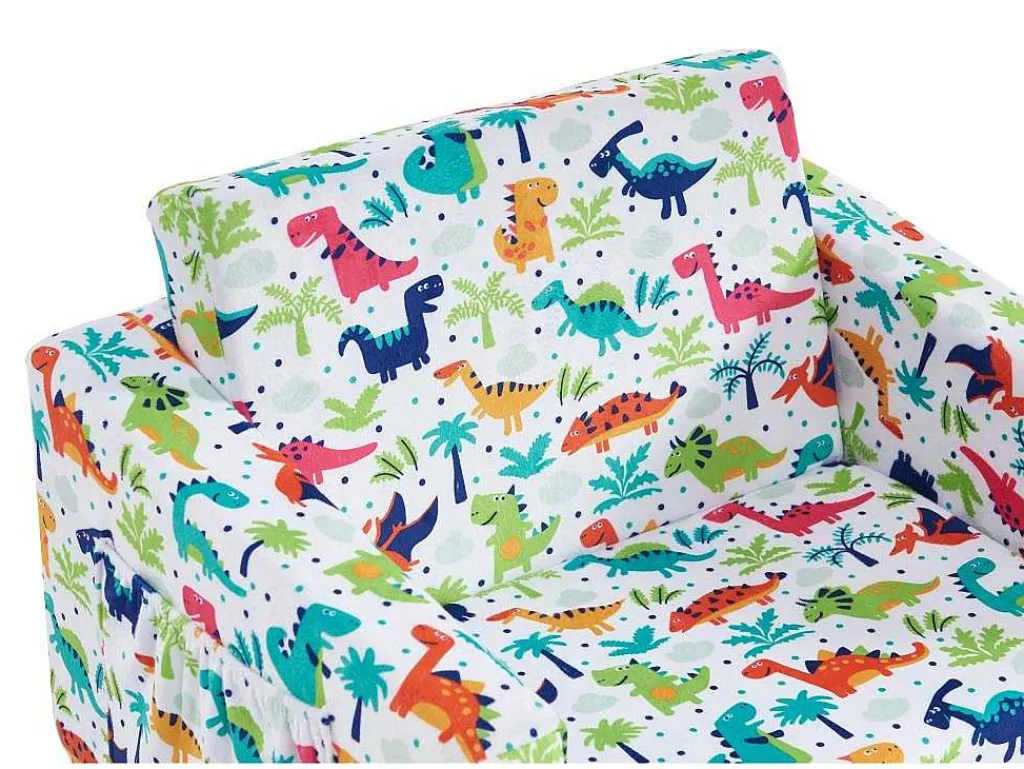Kinderfauteuil Van Fluweel Met Dinosaurus Motieven - Wit - Almagro-Vente-unique Best