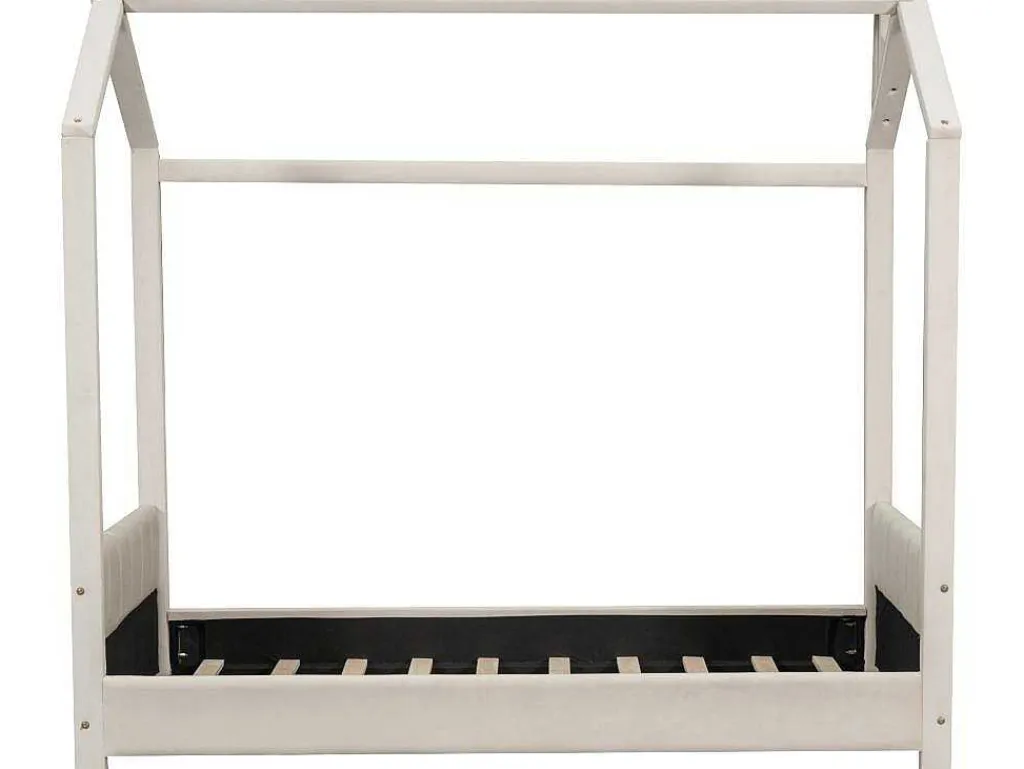Kinderhutbed 90X200Cm In Fluweel - Lattenbodem - Beige-ModernLuxe New