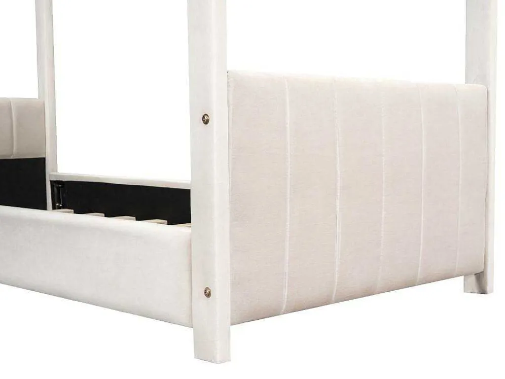 Kinderhutbed 90X200Cm In Fluweel - Lattenbodem - Beige-ModernLuxe New