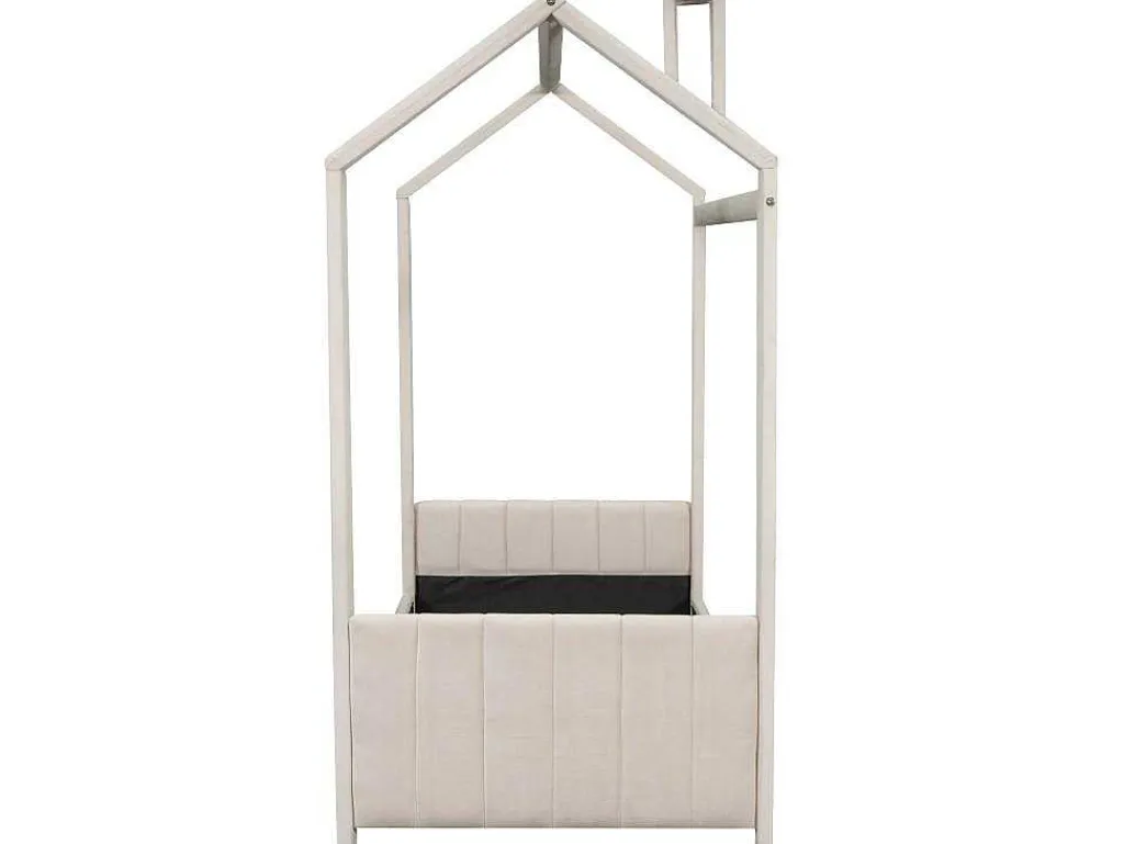 Kinderhutbed 90X200Cm In Fluweel - Lattenbodem - Beige-ModernLuxe New